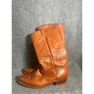 Frye Western Boot Men 12 D Brown Leather Pull On Square Toe Cowboy Boots